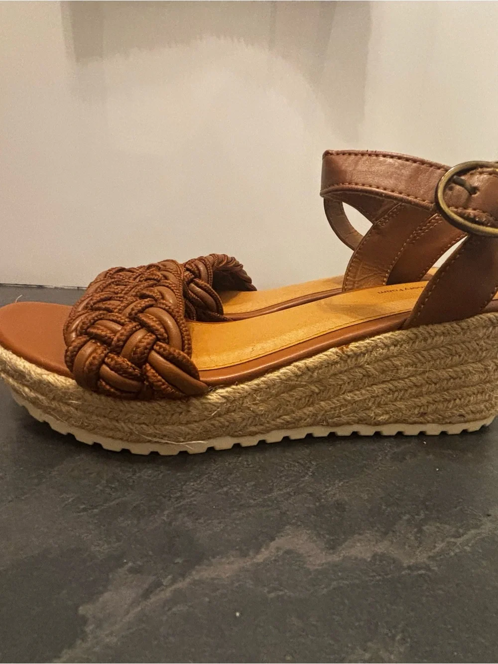 Time and Tru Braided Espadrille Slingback Sandals in Brown